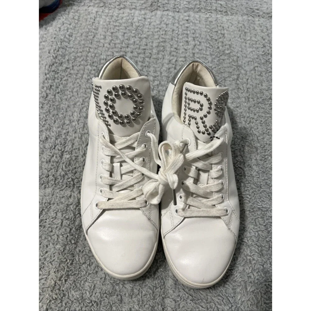 Michael Kors white leather sneakers size 10 fashion studded